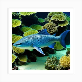 Blue Coral Fish Art Print