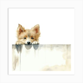 Corgi Puppy On A Fence Art Print