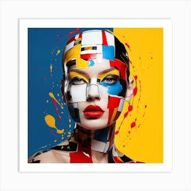 Abstract Woman With Colorful Face Paint 2 Art Print