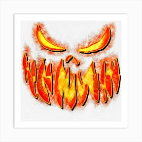 Jack O Lantern Scary Pumpkin Face Halloween Men Women Kids Art Print