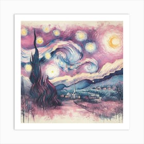 Starry Night in Lilac Art Print