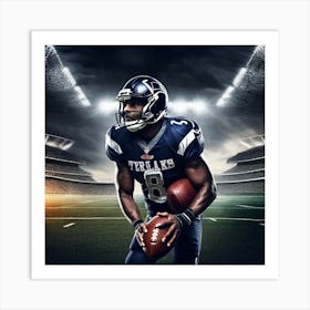 Nfl Player Holding Football Art Print