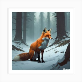 Red Fox In The Snow 8 Art Print