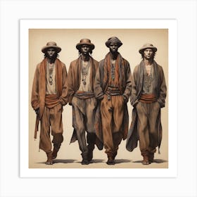 Men's silhouettes in boho style 2 Art Print