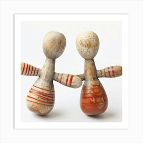 Couple Of Wooden Dolls Art Print