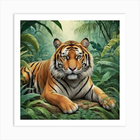 Tiger In The Jungle Art Print 2 Art Print