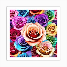 Colorful Roses Wallpaper Art Print