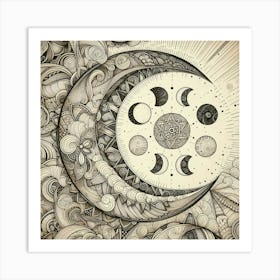 Moon Phases 6 Art Print