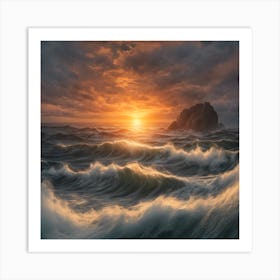 Sunset Over The Ocean Art Print