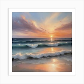 Sunset At The Beach Paintings Art Print 3 Art Print