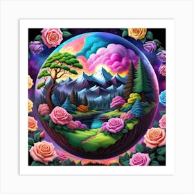 Psychedelic Roses Art Print