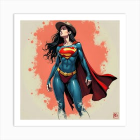 Ultra detailed illustration of Superman posing, 2 Art Print