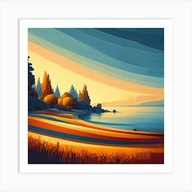 Sunset By The Lake 20 Art Print