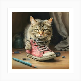 Cat In Sneakers Art Print