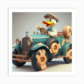 Donald Duck In Car 2 Art Print