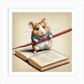 Hamster On A Rope Art Print