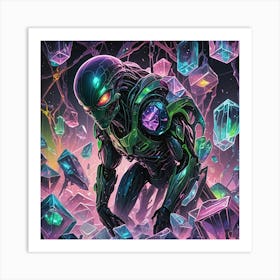 Alien And Cubes Of Ice Art Print