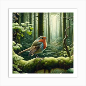 Robin In The Woods Art Print