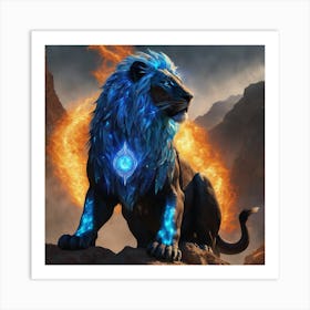 Lion Of Fire Art Print