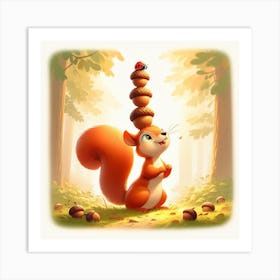 Squirrel In The Forest Art Print