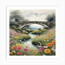 Bridge Over A Stream 1 Art Print