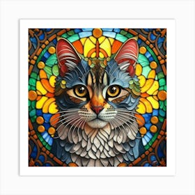 Stained Glass Cat Art Print