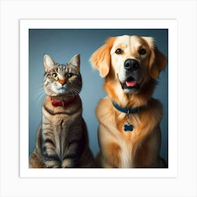 Portrait Of A Dog And Cat 1 Art Print