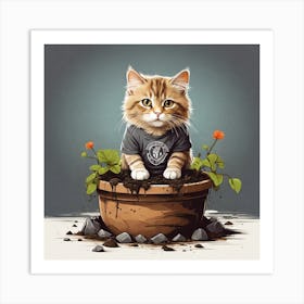 Leonardo Diffusion Xl An Adorable Cat Perched In The Center Of 0 (1) Art Print