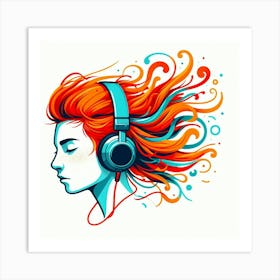 Boy With Headphones Art Print