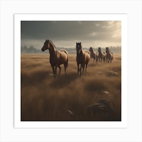 Horses In A Field 26 Art Print