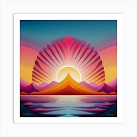 Sunset Over The Ocean Print Art Print