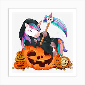 Cute Candy Corn Unicorn Halloween Pumpkin Art Print