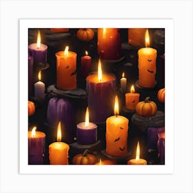 Halloween Candles Seamless Pattern Art Print