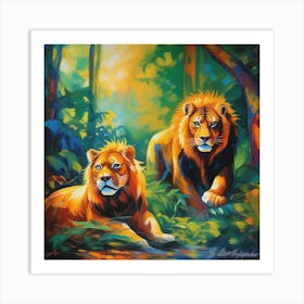 Impressionist Painting Capturing The Sheer Power And Magnificence Of Lions 337351496 Art Print