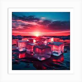 Ice Cubes At Sunset Art Print