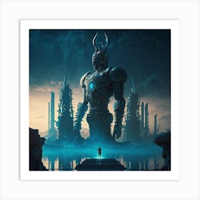 Robot In The City Art Print