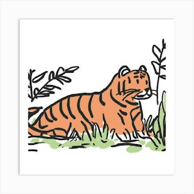 Striped Solitude: A Tiger in Repose Art Print