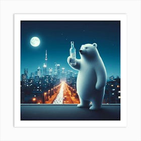 Polar Bear Holding A Bottle Of Vodka 2 Art Print