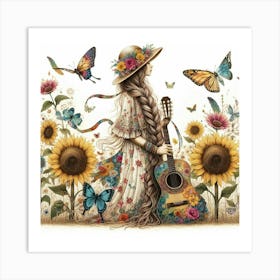 Boho style, Girl Art Print