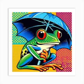 Frog With Umbrella Art Print