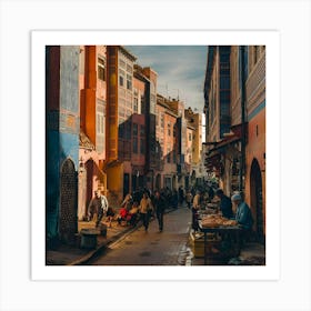 Street Scene In Morocco Art Print