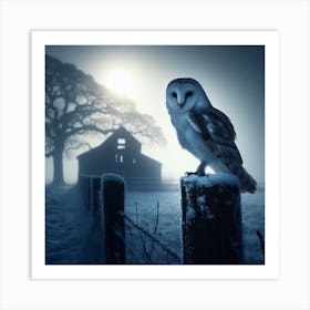 Barn Owl In The Snow Art Print