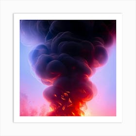 Abstract Painting Capturing The Essence Of Passion And Love Tendrils Of Black Smoke Intertwine With (1) Art Print