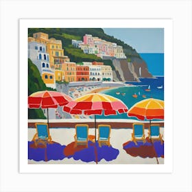 The Amalfi Coast Series in Style of David Hockney 2 Art Print