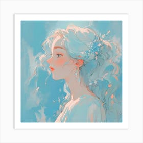 Blue Haired Girl Art Print