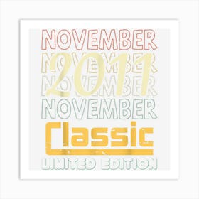 November 2011 Classic Limited Edition 11 Years Old Birthday Art Print