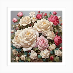 Roses In A Basket Art Print