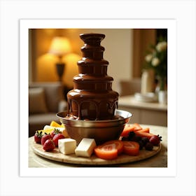 Flux Dev A Luxurious And Decadent Chocolate Fountain Sits Atop 1 Poster