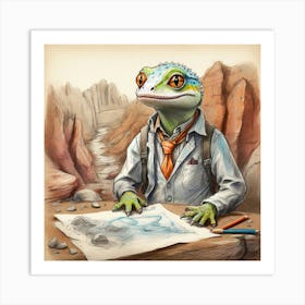 Gecko Drawing Art Print