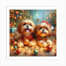 Christmas Dogs 5 Art Print